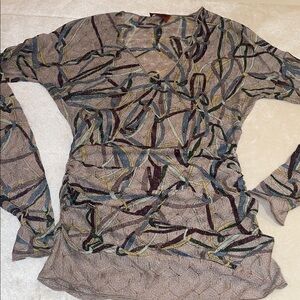 Missoni Multi-Color Sheer Metallic V-Neck Long Sleeve Top rushing on the sides